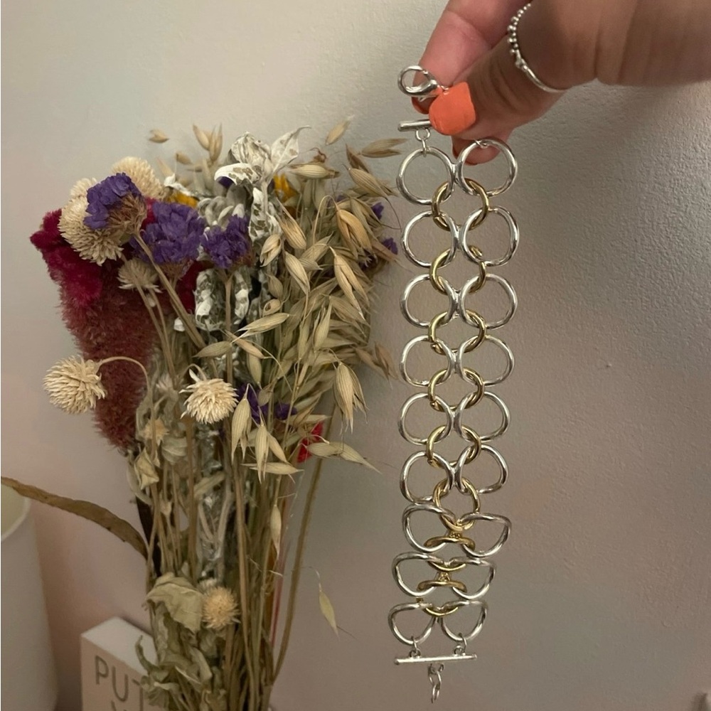 Silver and Gold Chain Link Bracelet